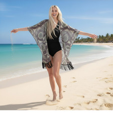 Vintage Sunny Leigh Shawl Wrap Swim Cover-Up Made in USA 90s Boho Mandala