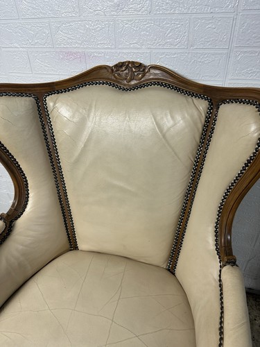 Chippendale Stuhl mit Armlehnen Leder Armlehnstuhl Barock-Art Barock Sessel - Bild 6 von 14