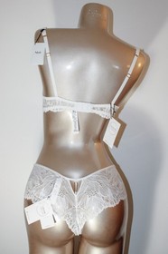 Aubade Paris Sample Flowermania White Lingerie Set with gold Jewel 34B S