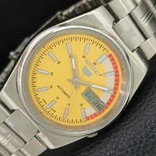 GENUINE VINTAGE SEIKO 5 AUTOMATIC 7009A JAPAN MENS YELLOW DIAL WATCH a708799-1