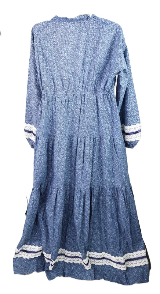 Maxi Vestido Floral Elástico De Colección Años 70 Para Mujer 8 10 12 M L Cottage Core Pradera Encaje Foto 2 de 4