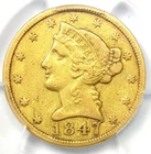 1847-C Liberty Gold Half Eagle $5 - PCGS VF Details - Rare Charlotte Gold Coin!