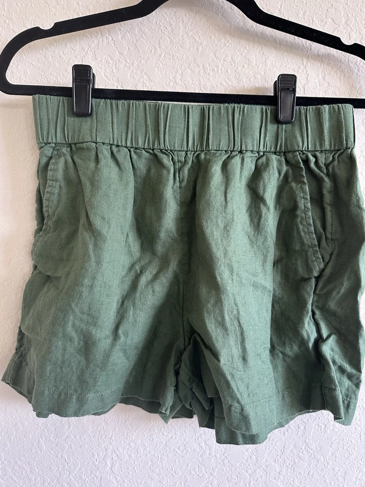 Pantalón Corto Mujer J.CREW Tropez Ligero Utilitario Verde Lino XS 100 % Lino Foto 3 de 4