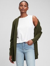 NEW GAP Cotton Open Front Cardigan Olive Green Size