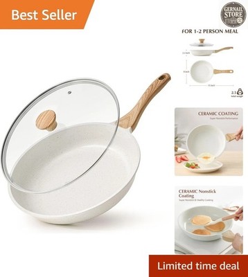 Versatile 8-Inch Nonstick Ceramic Skillet with Glass Lid - Eco-Friendly Cooking
