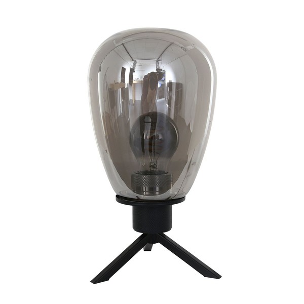 Tischlampe Modern Glas Metall Schwarz Rauchgrau 28 Cm Wohnzimmer Tischleuchte-image