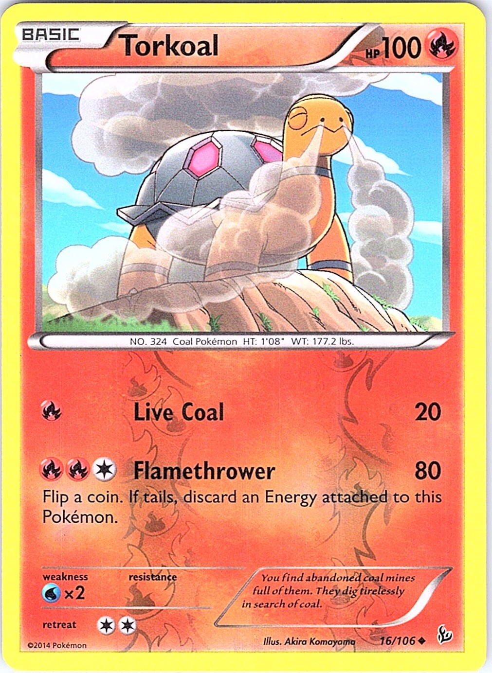 Torkoal Reverse Holo Uncommon XY - Flashfire 16/106 NM