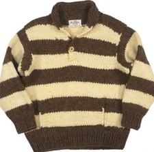 KANATA Brown Striped Cowichan Sweater Pullover XL Made in Canada