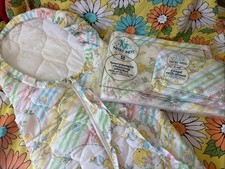 Vintage Nitey Nite Cotton Crib Sheet, Sleeping Bag And Receiving Blanket 1980s
