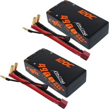 2s Shorty Lipo Battery 4900mAh 7.4V 120C Hard Case with 5mm Bullet to T Plug for