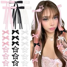 24Pcs Star Hair Clips Pink Bows for Hair Mini Bow Clip Alligator Barrettes Ri...
