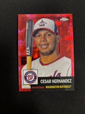 2022 Topps Chrome Platinum Anniversary Cesar Hernandez Red Atomic #253 072/100