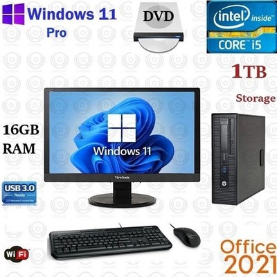 Windows 11 HP i5 3.2 ghz 1TB SSD 16GB RAM 24'' WiFi Desktop Computer PC Office24