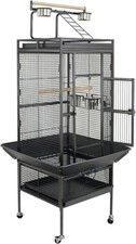 61 Inch Flight Bird Cage Large Wrought Iron Parrot Cage with Rolling Stand Black