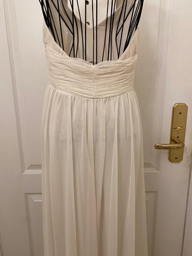 Abito vestito maxi linea A vintage nuovo senza etichette Calvin Klein panna scollo a V tulle taglia 6 - Foto 8 di 11