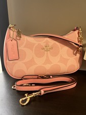 COACH Teri Shoulder Bag In signature canvas/Gold/Powder Pink New CAL51