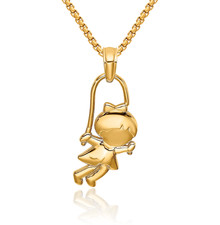 14K Solid Yellow Gold Girl Jump Rope Necklace
