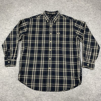 Ralph Lauren Chaps Shirt Men Size Large Green Plaid Button Down Long Sleeve