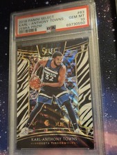 2018-19 Panini Select Concourse Karl-Anthony Towns #63 Zebra Prizm PSA Gem MT 10