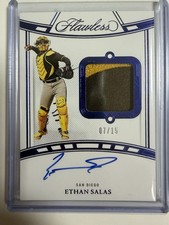 Ethan Salas /15 2024 Panini Flawless Sapphire Rookie Prospect Patch Auto Padres