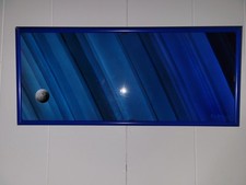 Peterman Space Panel Saturn Rings Moon Urethane On Metal Blue Metal Framed