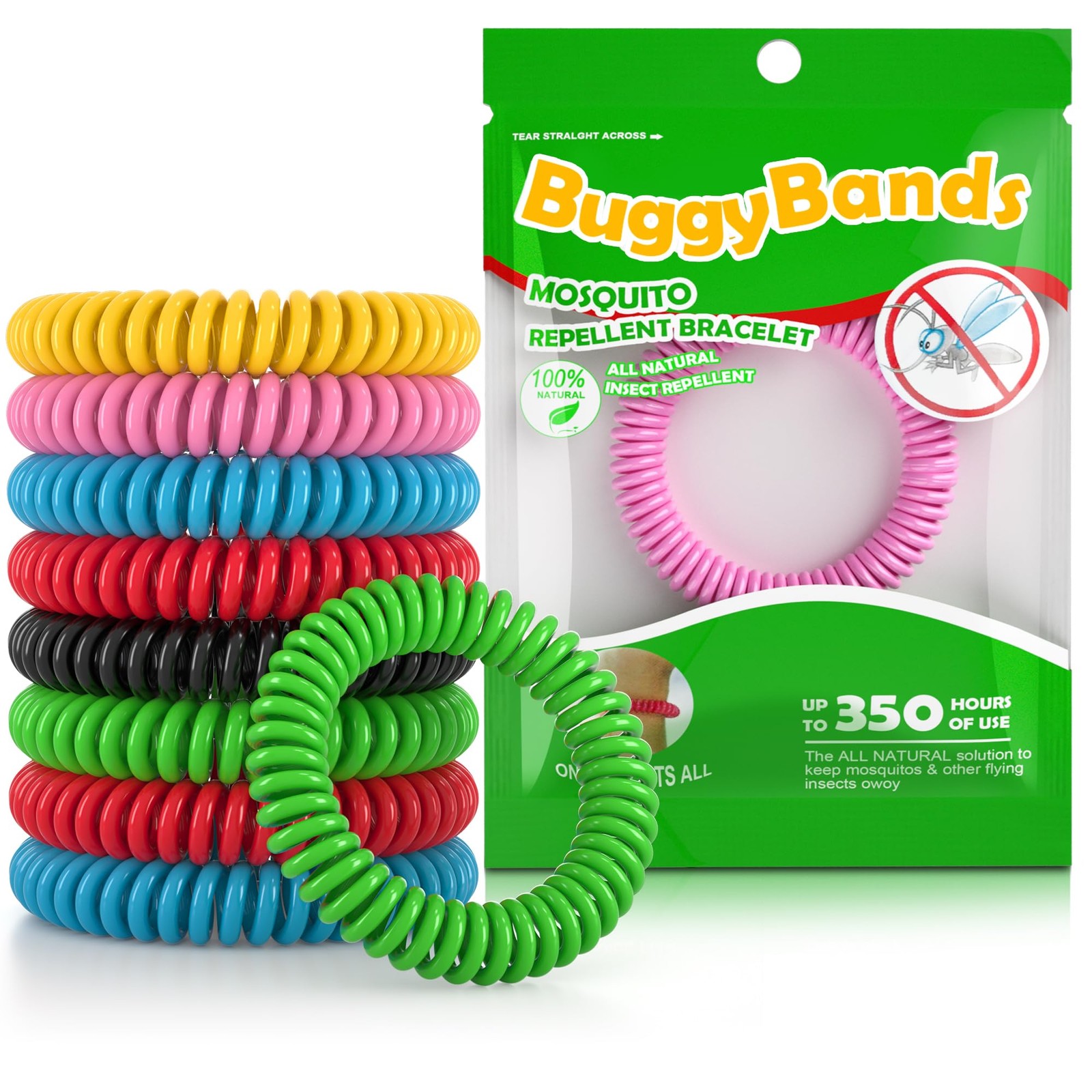 BuggyBands 48 Pack Mosquito Repellent Bracelets for Adults & Kids, Individual...