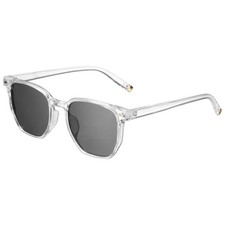 Sunglasses for Women Men, PC Square Sunglasses, Transparent  Gray