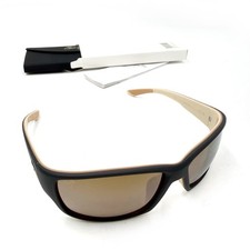 Maui Jim Local Kine Sunglasses Polarized Black Cream Brown Lens Wrap Men MJ0810S