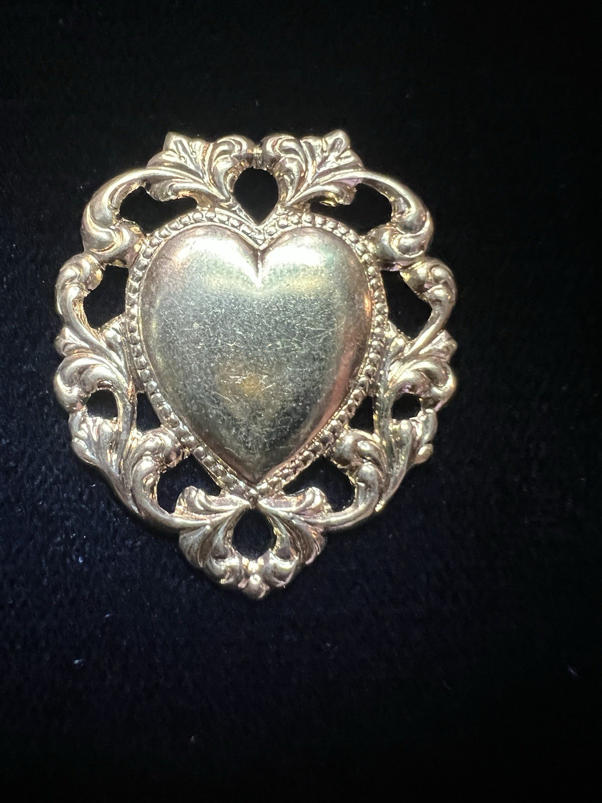 Vintage Heart 22K Plated Brass Stamping for Jewelry design from Famous Maker NOS