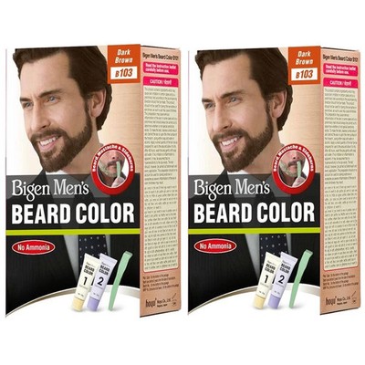 Pack of 2 Bigen Men's Beard Color, Dark Brown B103 (20g+20g) 