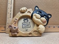 Whittle Cats Picture Photo Frame Cat Mouse Cheese Holds 3"x3" Picture