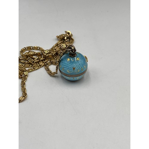 Orologio con ciondolo Atlanta Geneve Swissmade Orb smalto blu dipinto a mano stelle oro - Foto 10 di 12