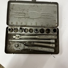 Vintage Craftsman Usa Vseries 14 Drive Socket Ratchet Set Metal Box Bin