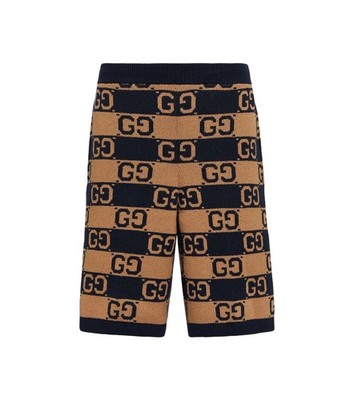 Authentic Men's Gucci Camel GG Jacquard Cotton Monogram Shorts