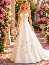 Sonia Cholette Wedding Dress 6 Ivory Satin Illusion Scoop Sweetheart Beaded