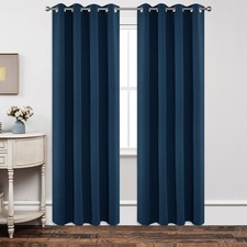 Navy Blue Blackout Curtains 42W x 84L Pack of 2 Easy Care Noise Reducing