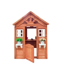 Kids Wooden Playhouse for Garden   2 Windows  Flower Shelf  Outdoor Fun