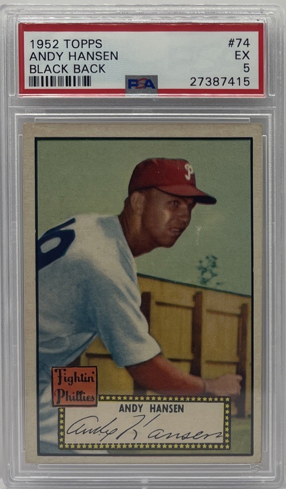1952 Topps #74 Andy Hansen Black Back PSA 5 EX *Philadelphia Phillies* Graded