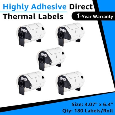 5Rolls Work for Brother 4.07''x6.4'' DK-1247 Shipping Labels QL Printers 180/Roll