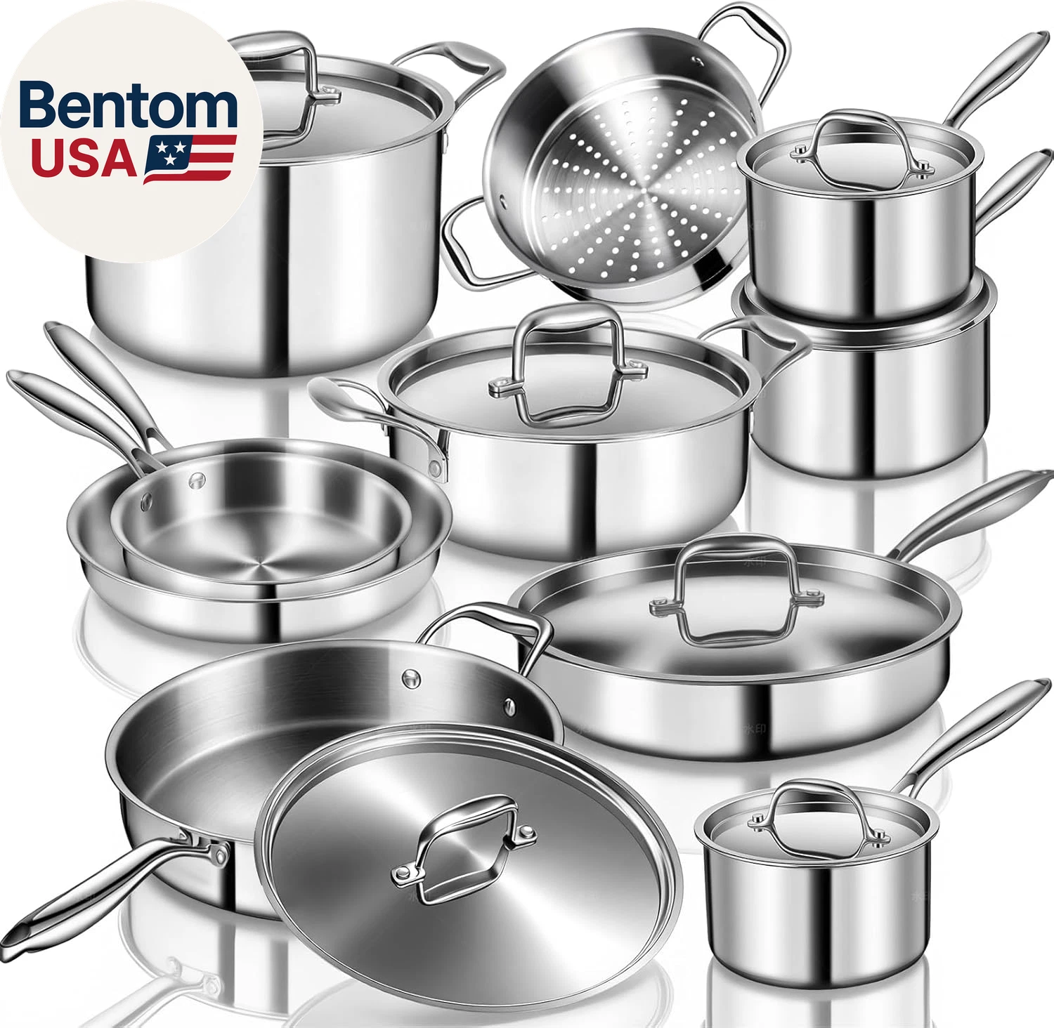 Stainless Steel Cookware Set, 3 Ply 17 Piece Stainless Steel Pot and Pan Set, Ov
Opens in a new wind
