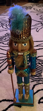 Nutcracker Collection 2016 Wood Soldier Blue & Gold Decor  Sequin Christmas