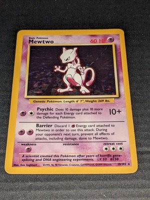 Mewtwo 10/102 Base Set Holo LP Excellent Condition