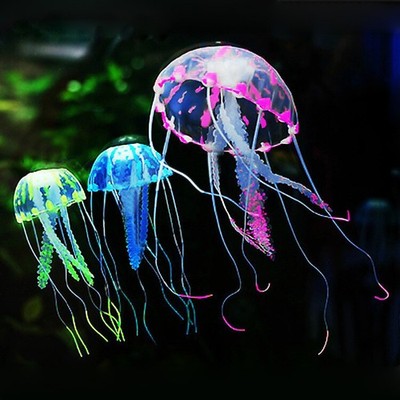 4pack 6'' Aquarium Jellyfish Glowing Effect Fish Tank Artificial Ornament zz