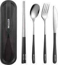 Travel cutlery set, 18/8 stainless steel cutlery, Reusable utensils set with