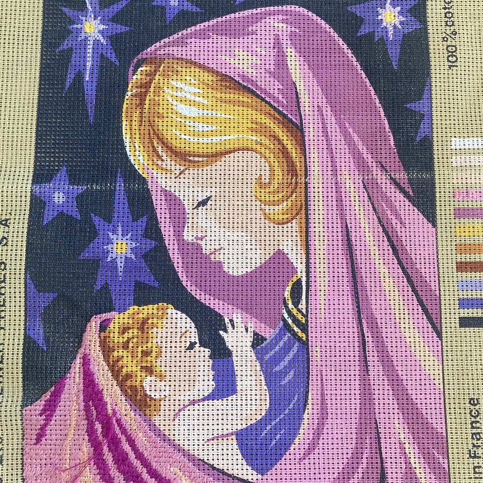 Royal Paris Needlepoint Canvas Partial Worked No:141 51 Mary & Child 29.5 x 22cm - Image 2 of 4