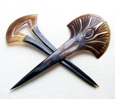2 steer horn single prong hair combs pin pick hair accessory AAP