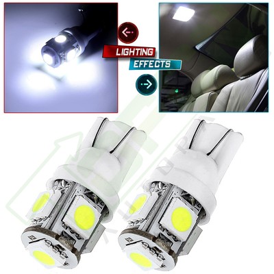 2-Pack Super Bright T10/W5W/168/194 LED Wedge Bulbs | 5 SMD 5050 Bulbs (White) 8 thumbnail image