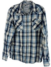Levi  s Strauss  Pearl Snap Western Long Sleeve Plaid Shirt Men's Sz M Vintage