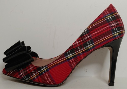 Betsey Johnson Red Plaid Bret Pumps 3.5 
