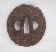 Japanese Antique Tsuba of Katana Samurai Sword Guard Iron Rare Design 74-B17